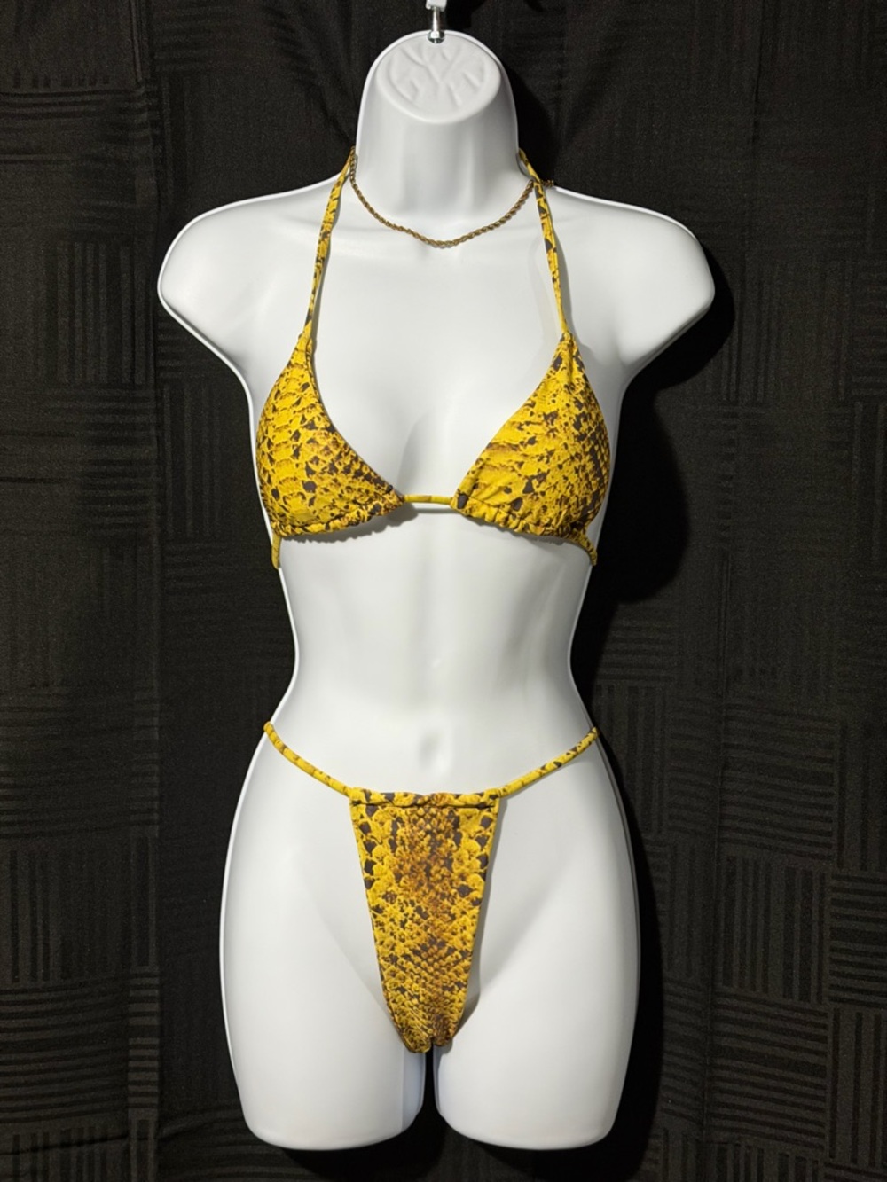 Yellow Snake Print 3PC Bikini Set